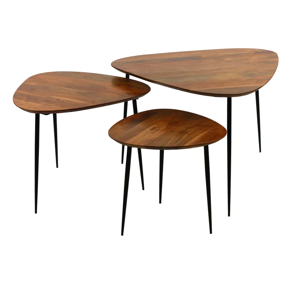 AXIO - set/3 coffee tables - acacia wood - natural