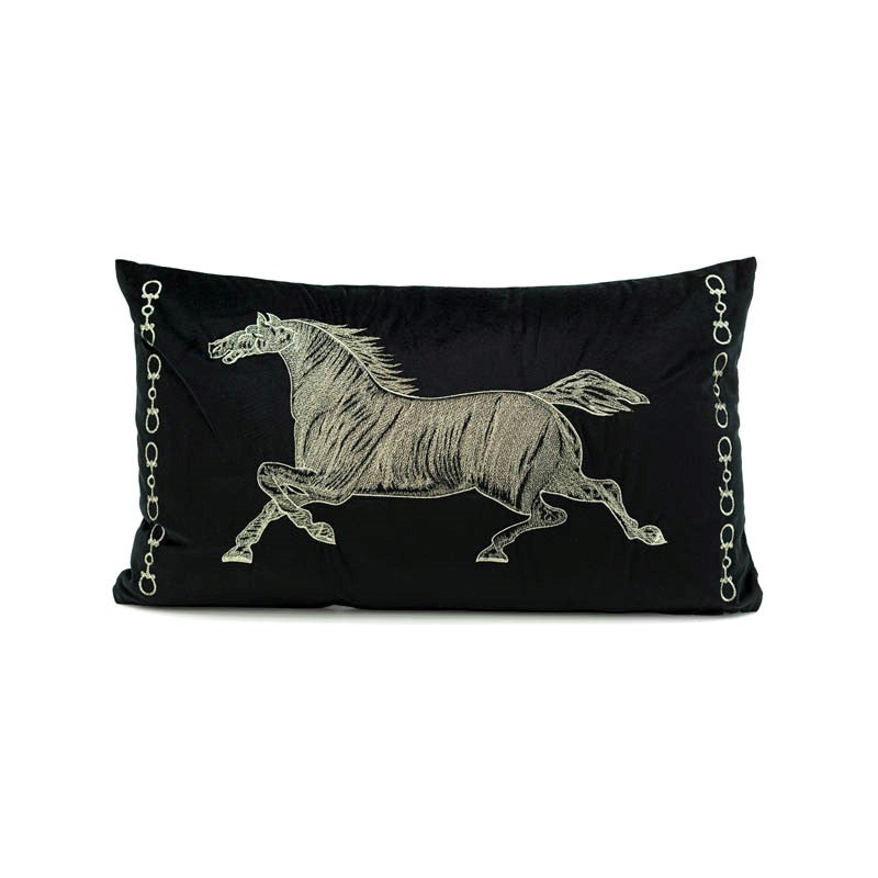 Cushion whorse black velvet
