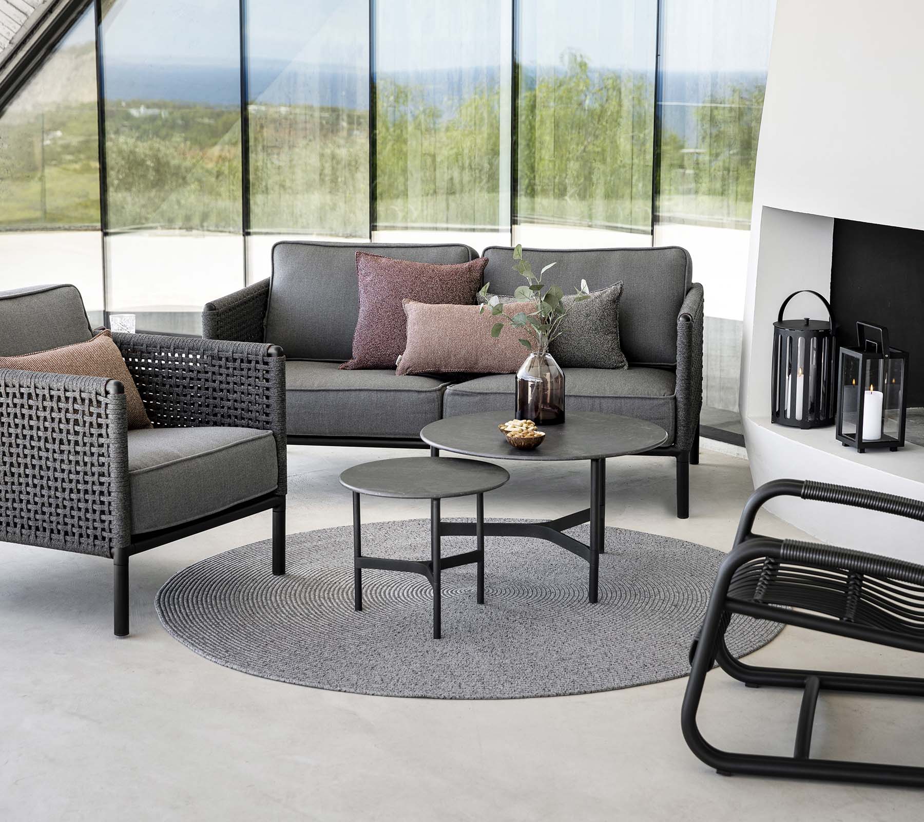 Circle rug, dia. 140cm Dark green,Soft Rope