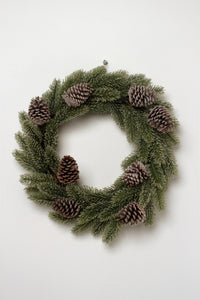 BEAD PINE PINECONE GR WREATH 50cm