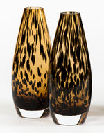 画像をギャラリービューアに読み込む, LEOPARD SPOTTED TEARDROP VASE - GLASS - AMBER+ BLACK - SMALL 7.5x19cm
