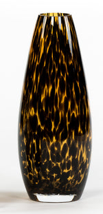 画像をギャラリービューアに読み込む, LEOPARD SPOTTED TEARDROP VASE - GLASS - AMBER + BLACK - LARGE 12x30cm
