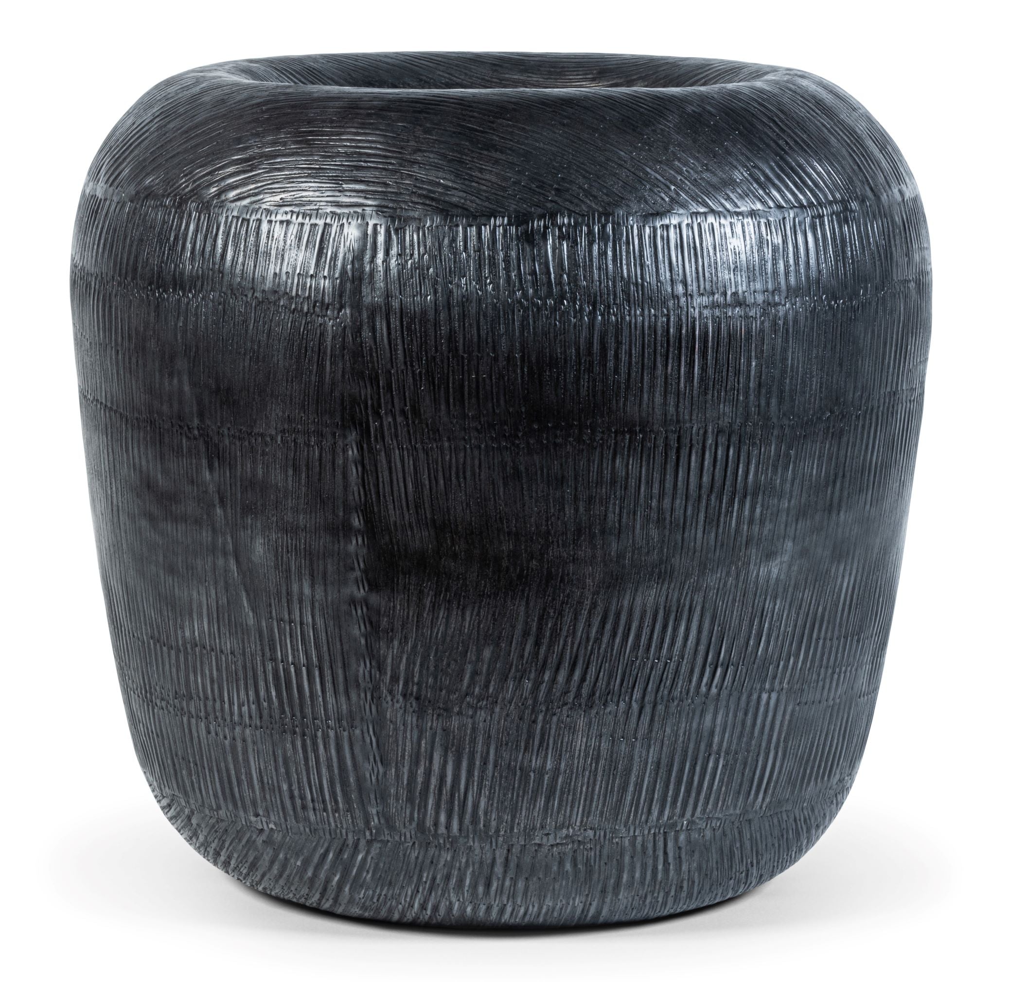 ROUNDED TEXTURED PLANTER SMALL - METAL - GRAPHITE 50x52cm