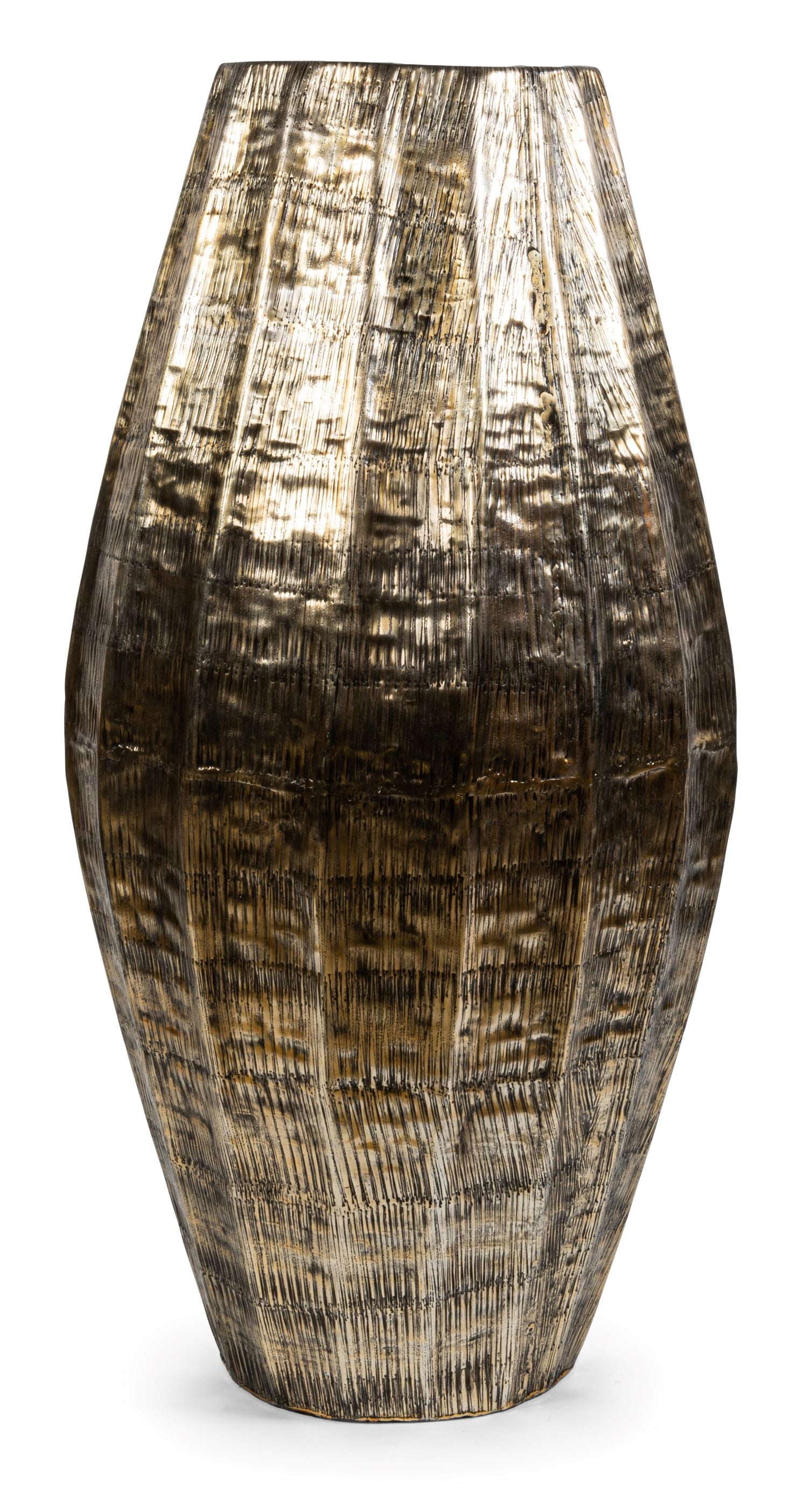 VERTICAL RIBBED PLANTER MEDIUM - ALUMINIUM - ANTIQUE GOLD 45x100cm