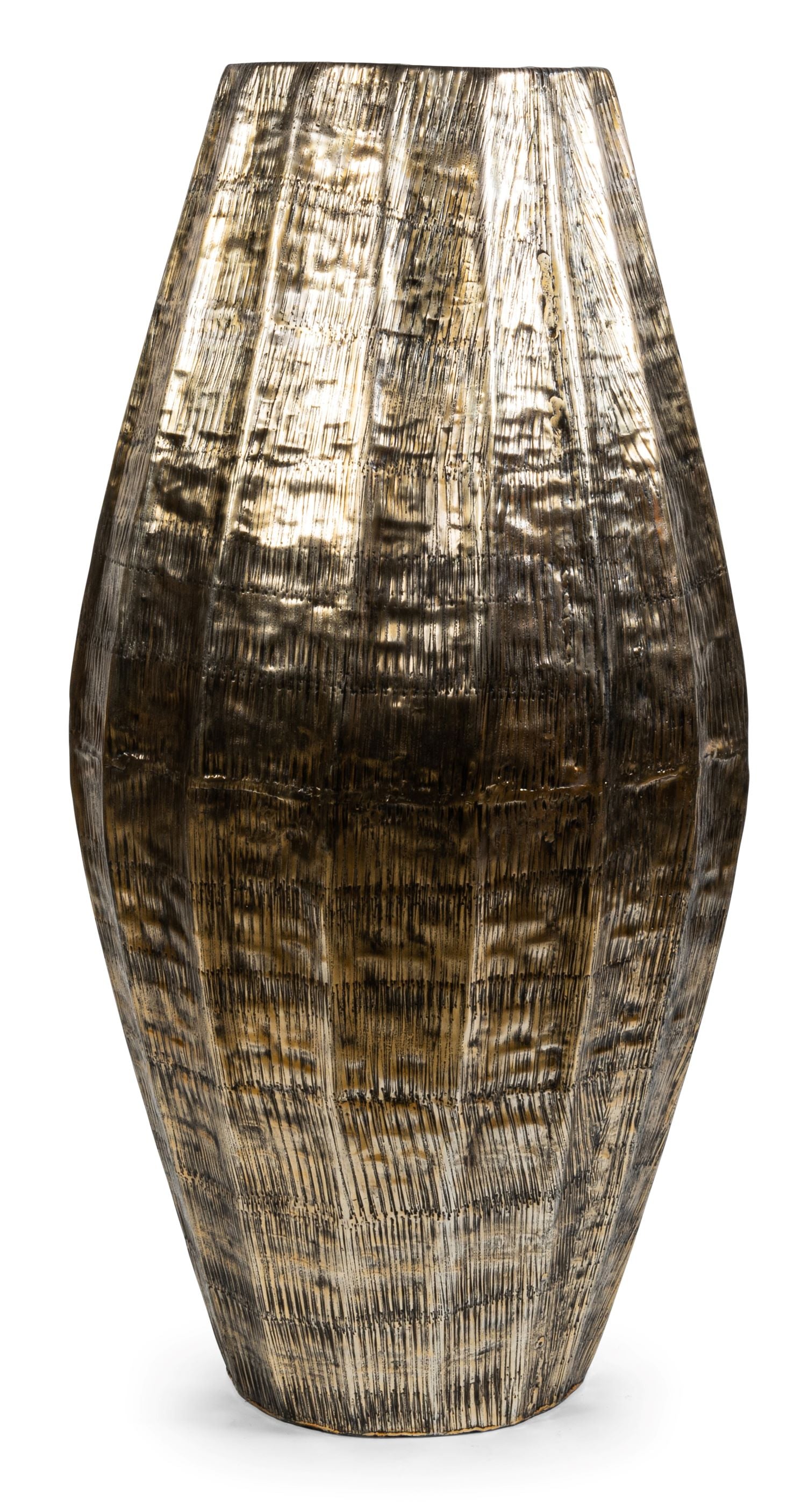 VERTICAL RIBBED PLANTER SMALL - ALUMINIUM - ANTIQUE GOLD 38x75cm