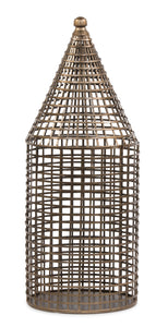 CAGE LANTERN - IRON - ANTIQUE BRASS - 26x66cm