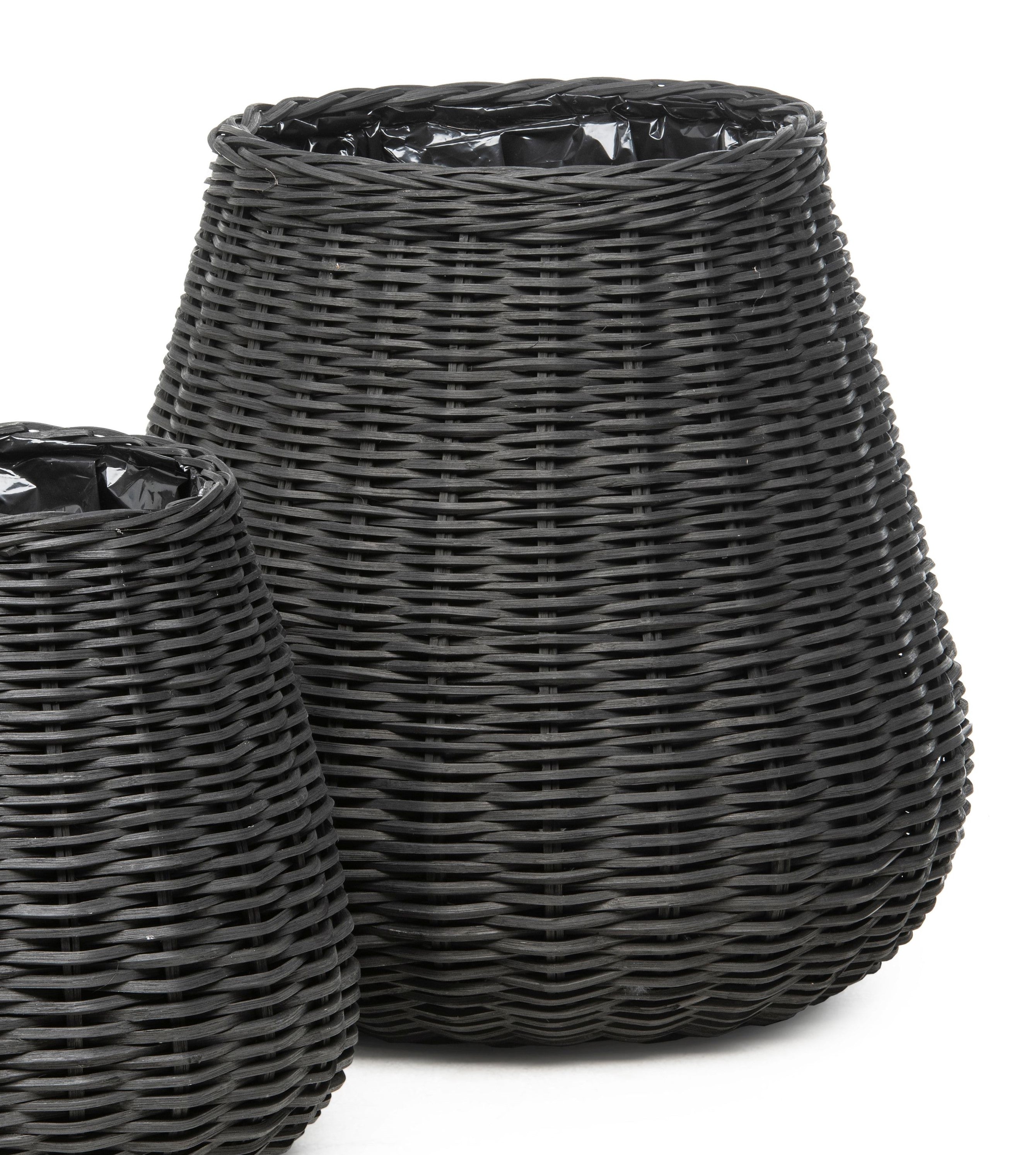 PALM PLANTER BASKET L(BlackRattanSquare)