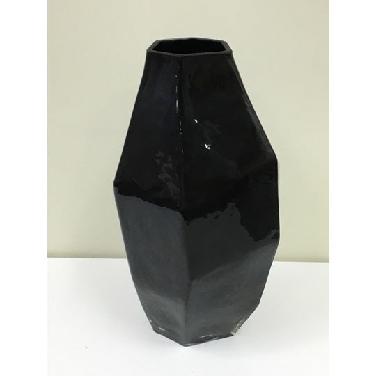 VASE STONE DAX BG H32 19X16 SHNY BLACK