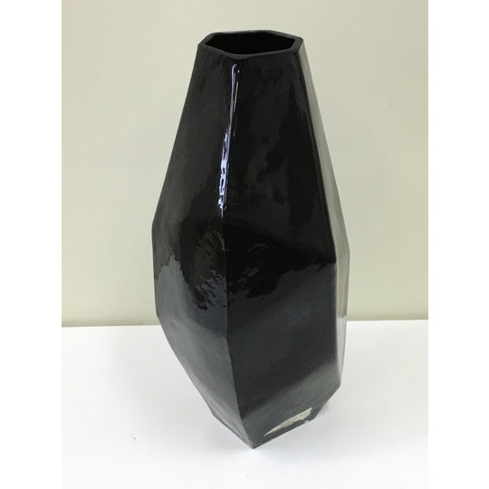 VASE STONE DAX BG H32 19X16 SHNY BLACK