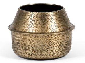 PLANTER RATTAN ANTIQUE FINISH - METAL - BRASS 38x25cm