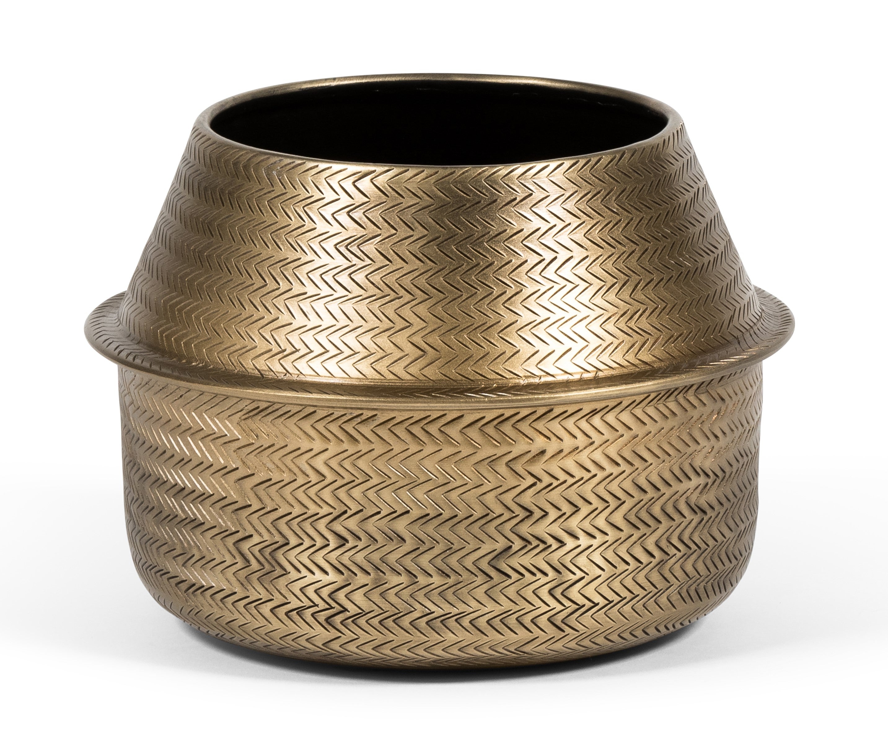 PLANTER RATTAN ANTIQUE FINISH - METAL - BRASS 24x17cm